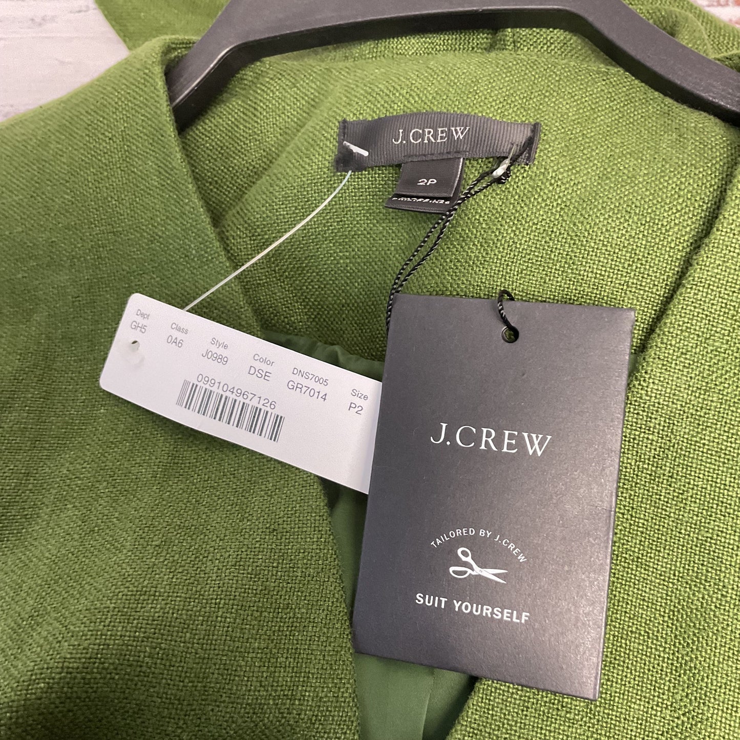 J. Crew French Girl Green Linen Double Breasted Petites Jacket - Size P2 New