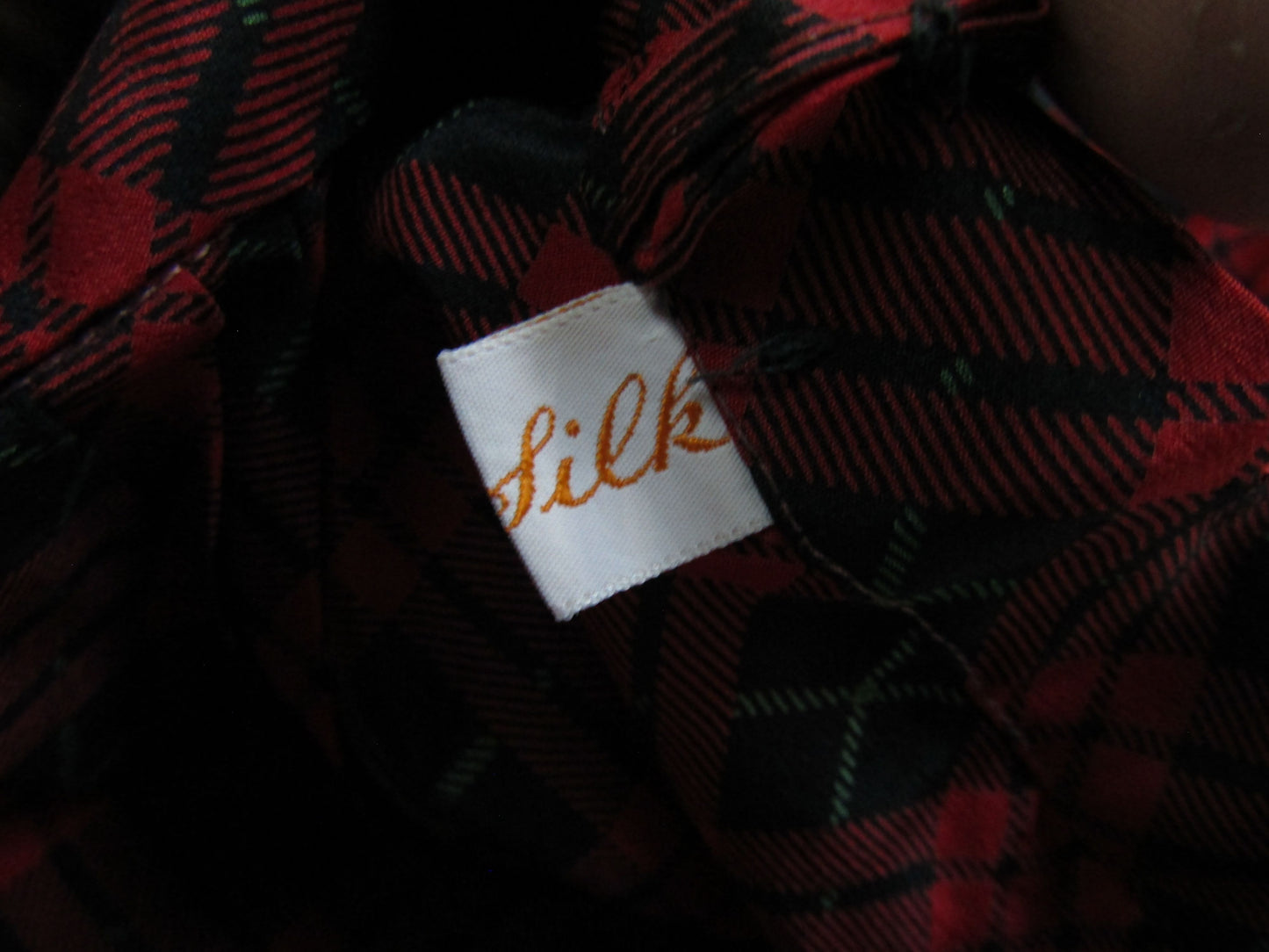 Vintage Adolfo at Saks Fifth Avenue Women's Red Plaid Pleated Silk Skirt