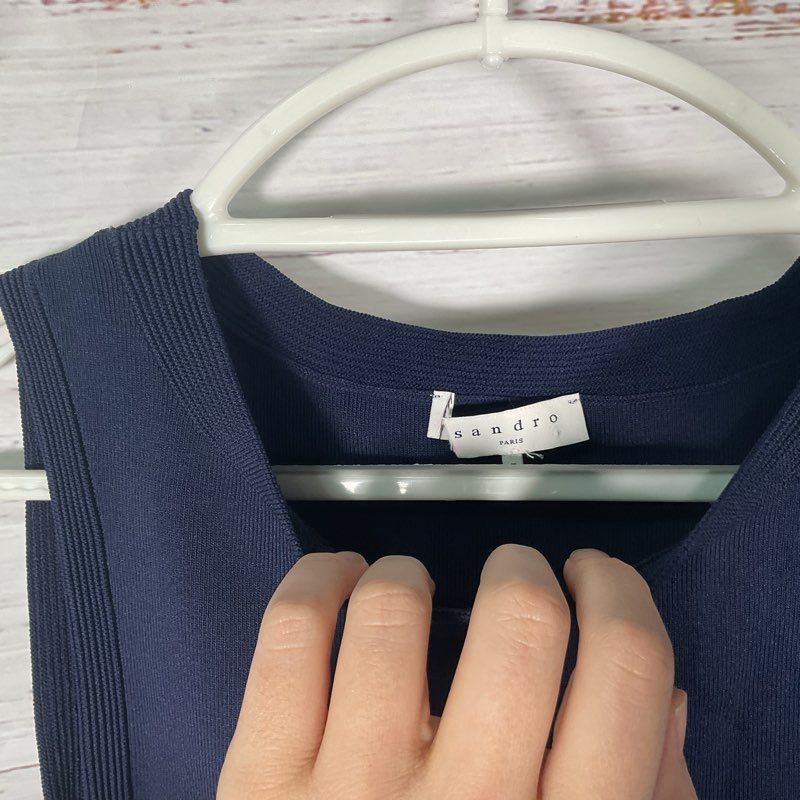 Sandro Purple Zig-Zag Stripe Belt Sleeveless Retro Mod Mini Dress Size in Desc.