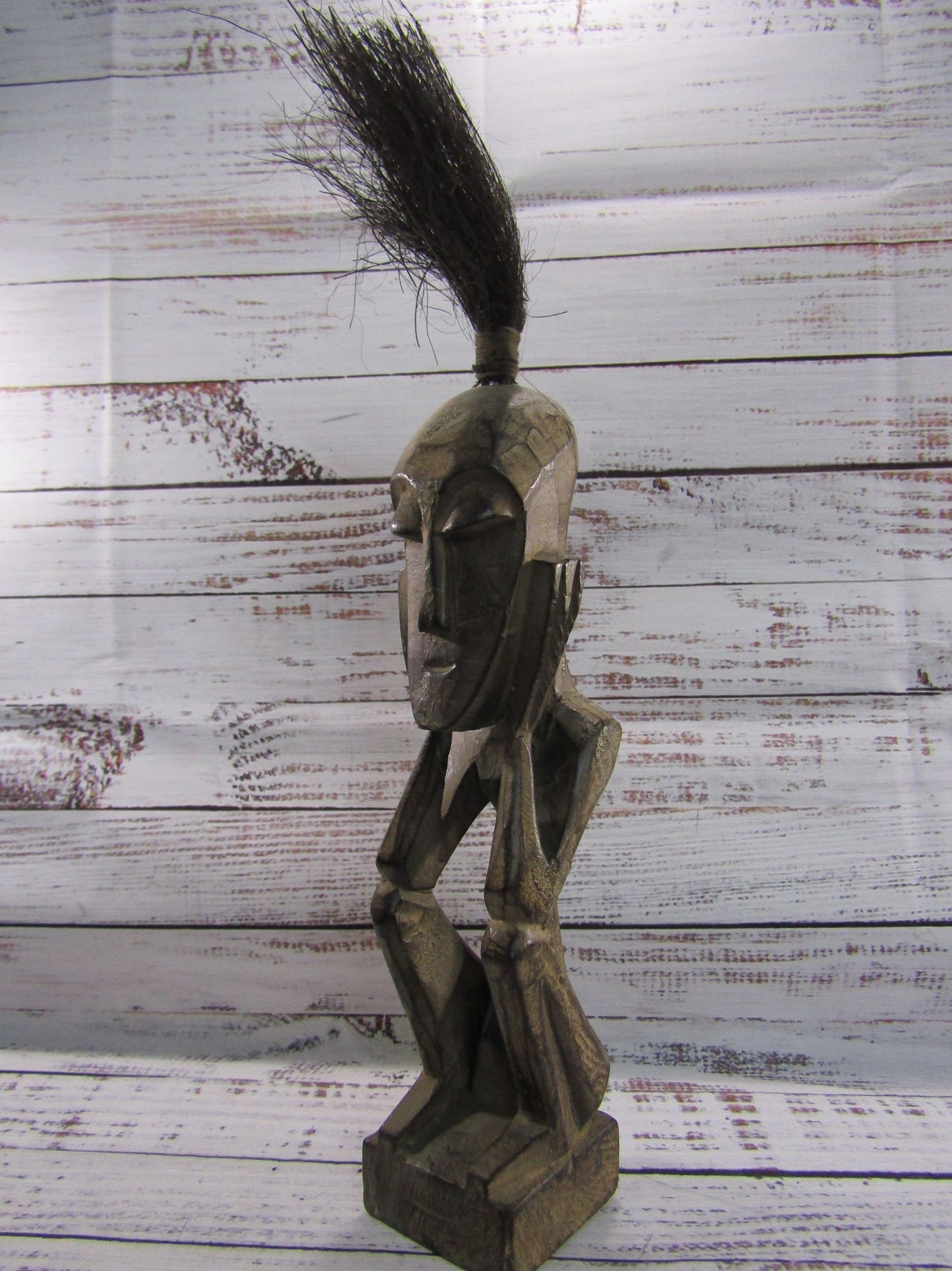 Vintage Hand Carved Wooden African Sculpture Figurine