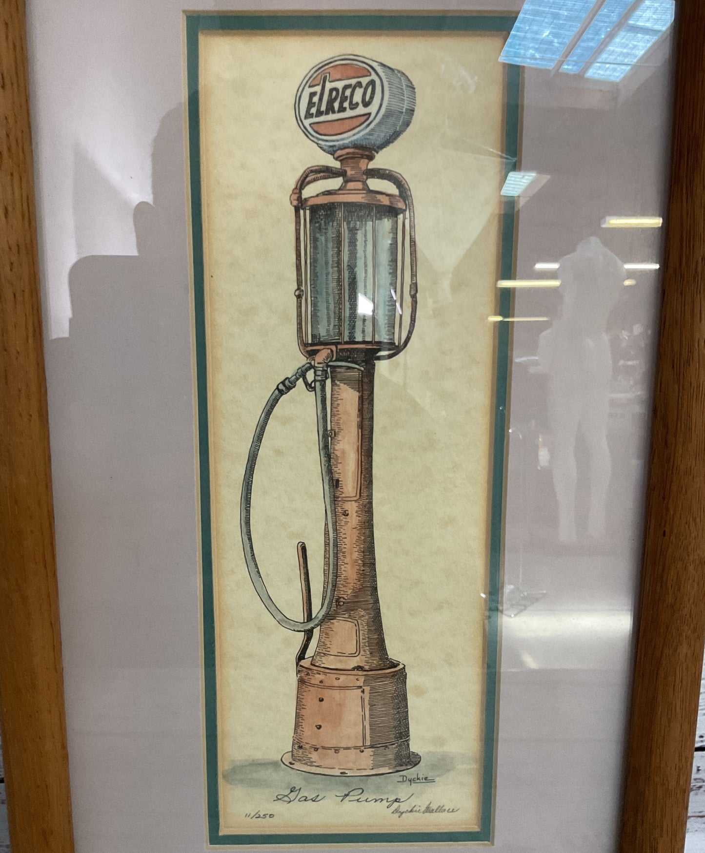 Dyckie Wallace Gas Pump Limited Edition Artist Signed Watercolor Print