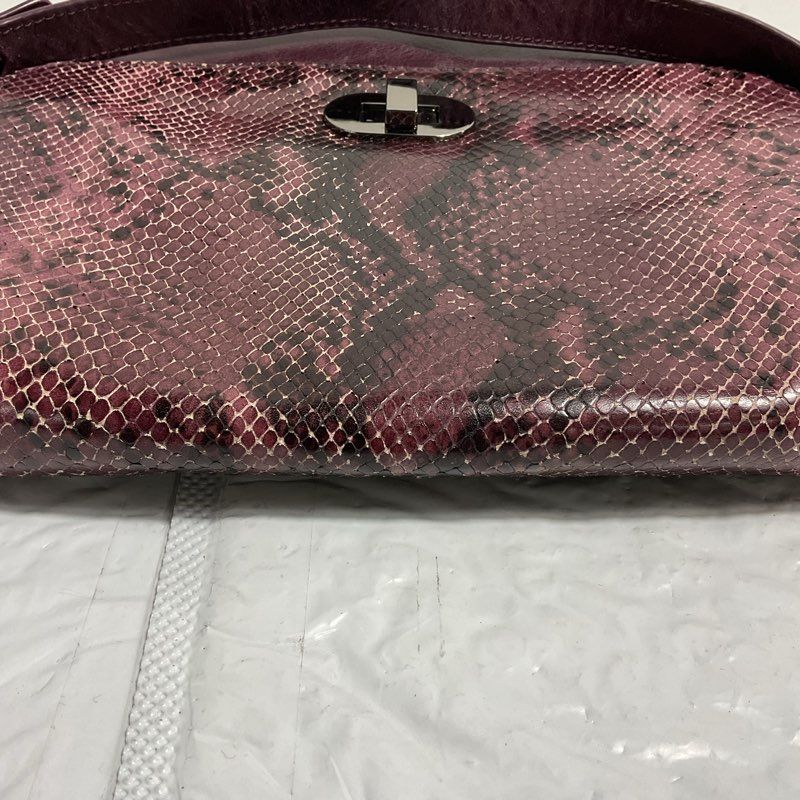 Badgley Mischka Coralie Snake Print Purple Burgundy Satchel/Top Handle Bag Purse