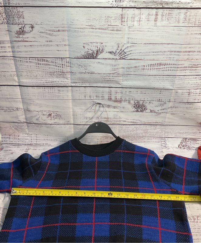 Vintage Pendleton Woolen Mills Virgin Wool Plaid Blue Pullover Sweater - Size S