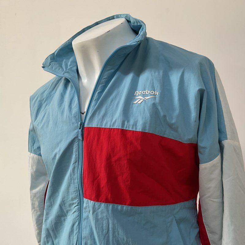 REEBOK Classic Men's Blue/Red/White Zip Up Windbreaker Track Suit Jacket- SZ L
