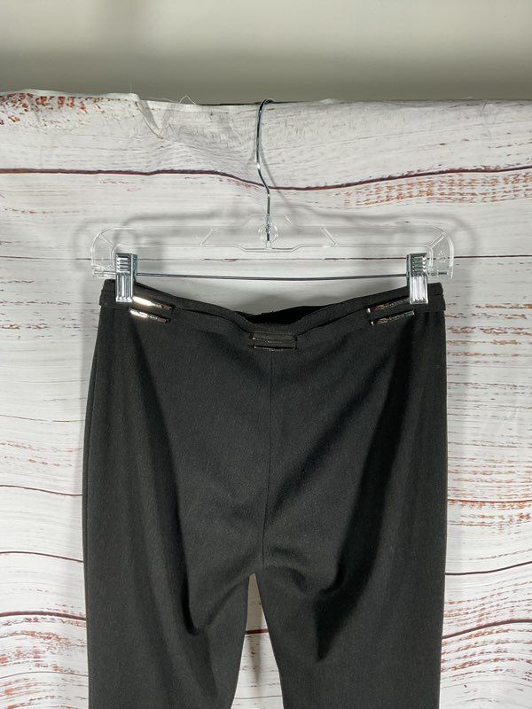 Vertigo Paris Women's Silver Metal Logo Black Dress Pants Size 2 US France