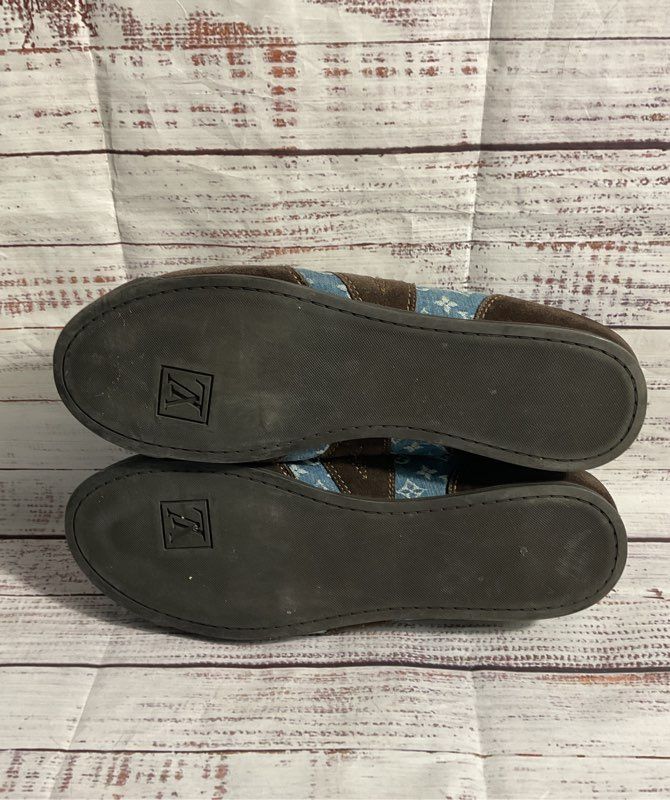 Louis Vuitton Monogram Sneaker Denim Brown Suede Men's Size 10.5