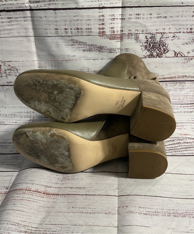 Cole Haan Grandseries Women's Gray Leather & Suede Side Zip Booties Size 10 B