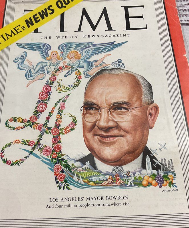 Time Magazine Vintage Original Issue July 4, 1949 Los Angeles' Mayor Bowron