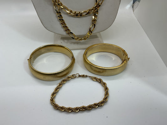 Lot of 5- 8" Rope Bracelet, Bangle Bracelets, 20" & 36" Curb Necklaces