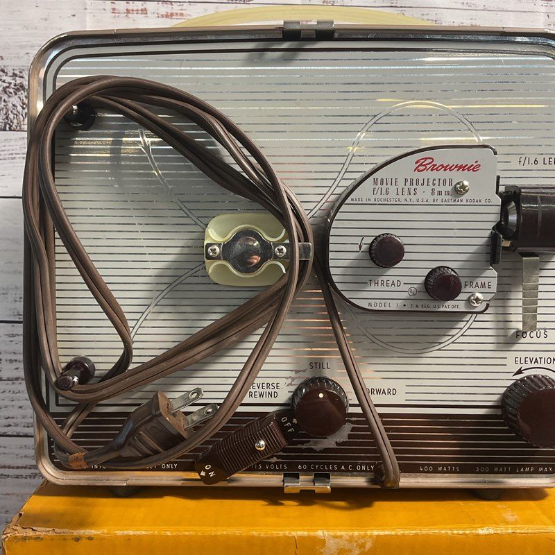 VTG. Kodak Brownie 8mm Movie Projector in OG Box *TURNS ON*