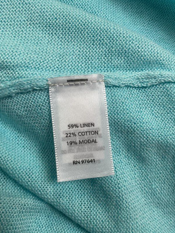 NWT Women's J Jill Blue Robin Egg Linen Blend Open Cardigan - Size L