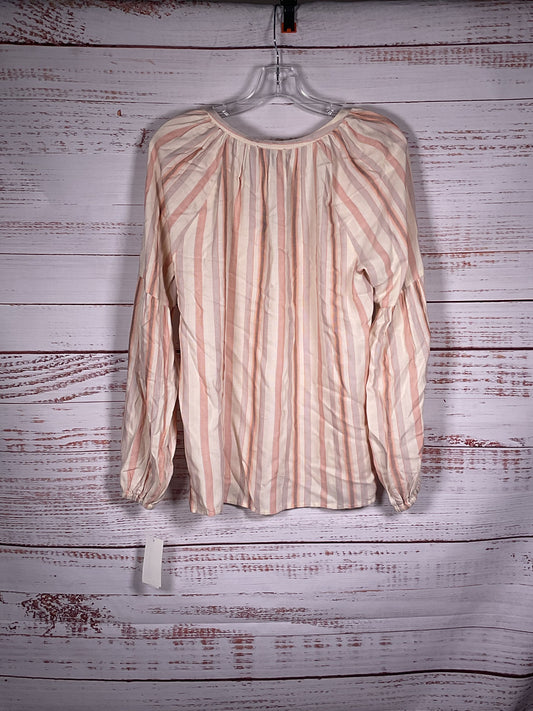 Paige Pink Striped V-Neck Long Sleeve Blouse NWT - Size M