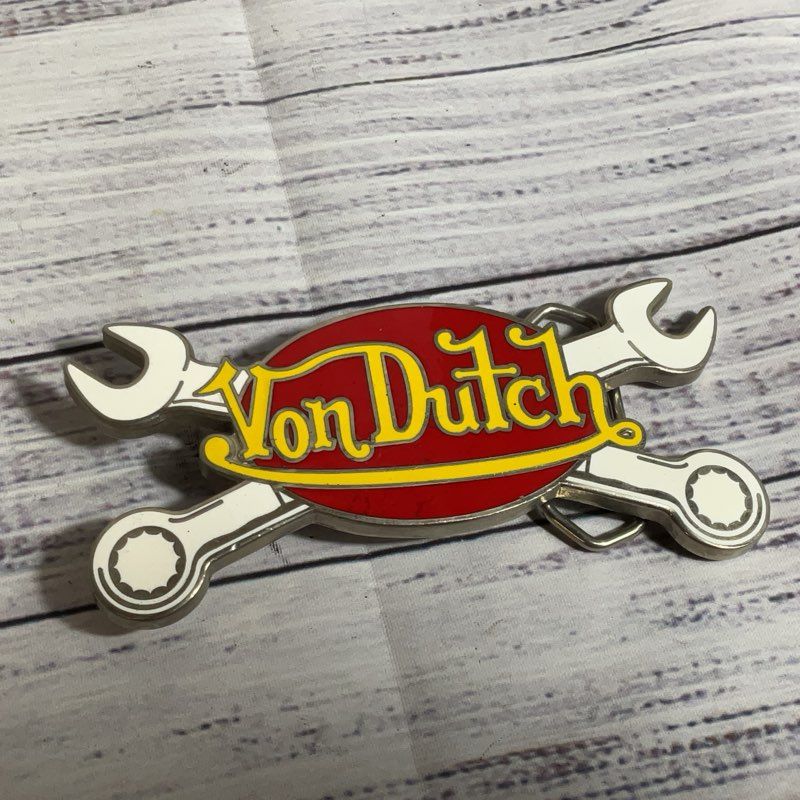 VTG. VON Silver Tone Wrench Belt Buckle- 4.75"
