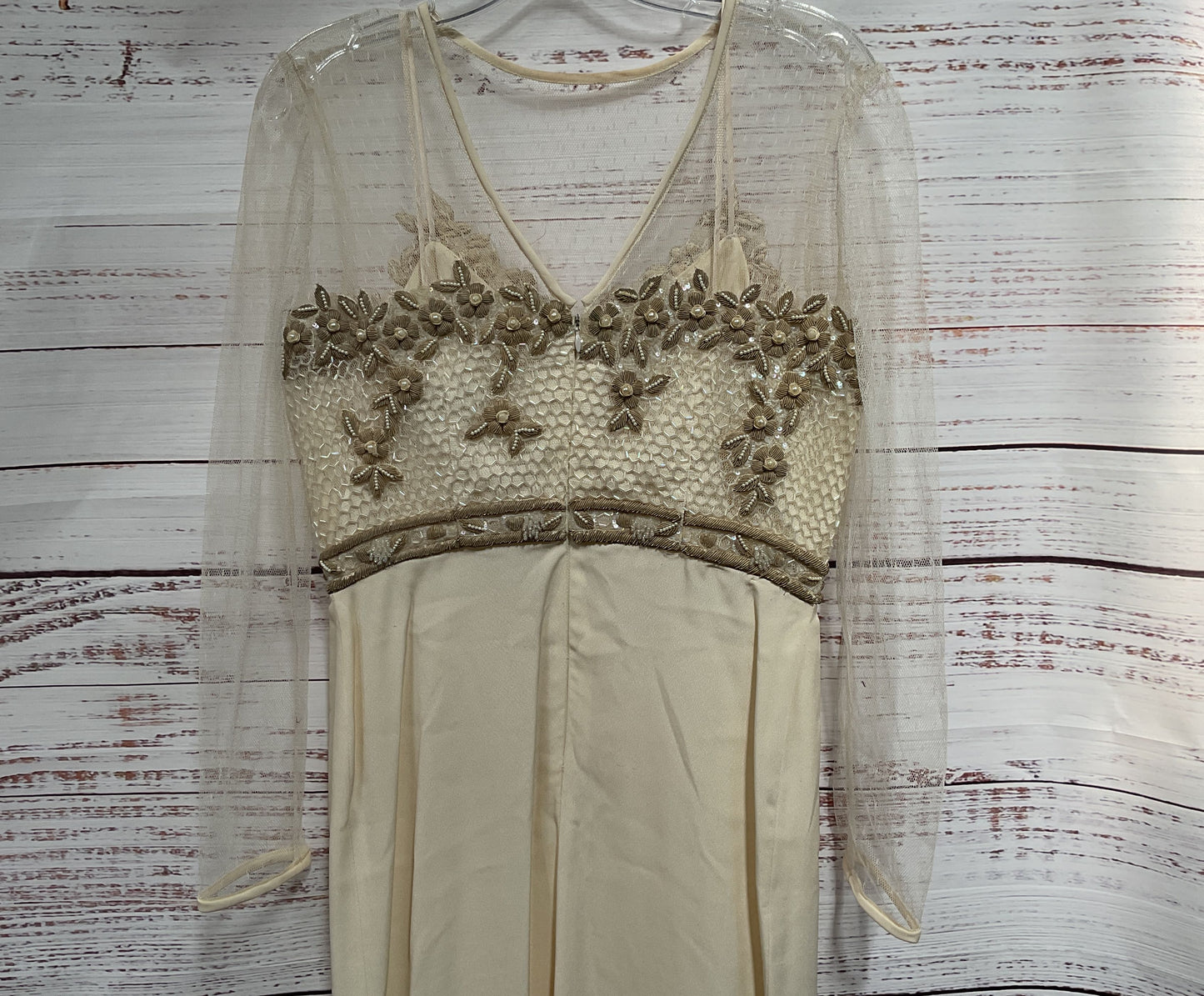 Rina Di Montella Women's Off White Faux Pearl Accent Dress Size 6