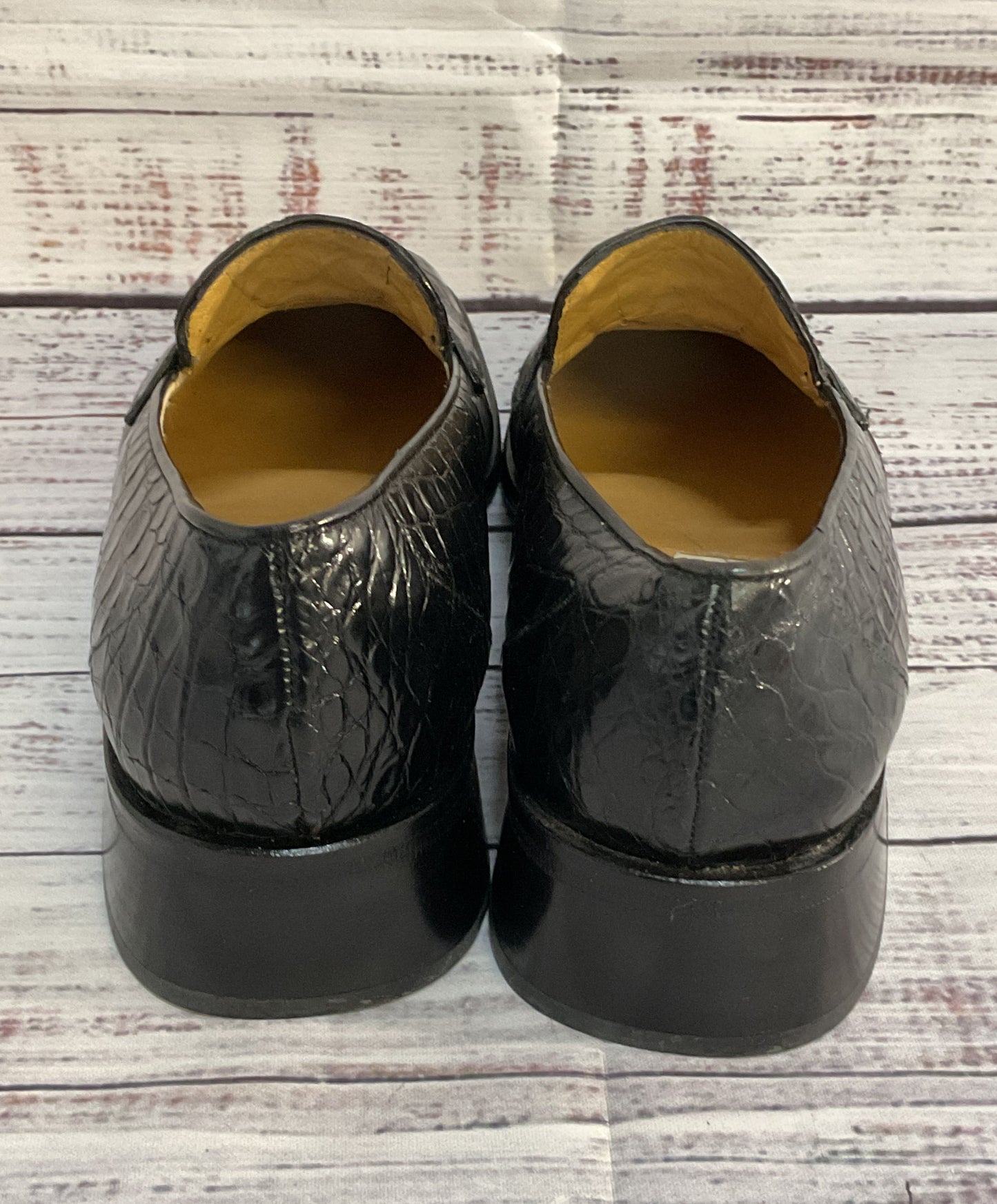 Mezlan Crocodile Leather Crawford Penny Loafers Black 6