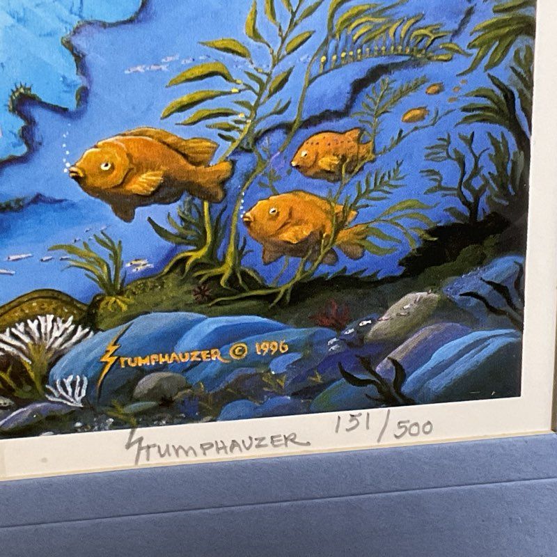 Signed & Numbered JEROME STUMPHAUZER Dolphins of Catalina Print- 14.25" x 11.5"
