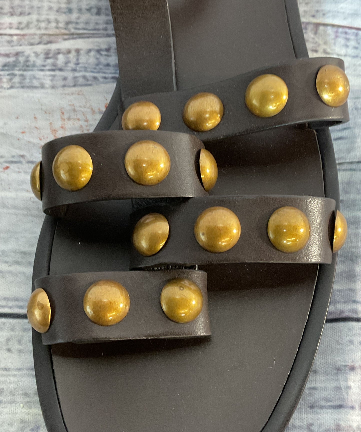 Tory Burch Leather Blythe Embellished Sandals Brown 7