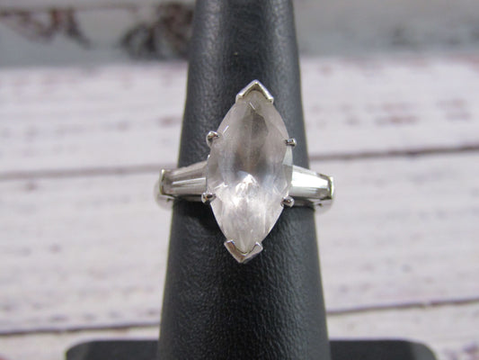 14k White Gold Marquise CZ Cocktail Ring Size 6.5