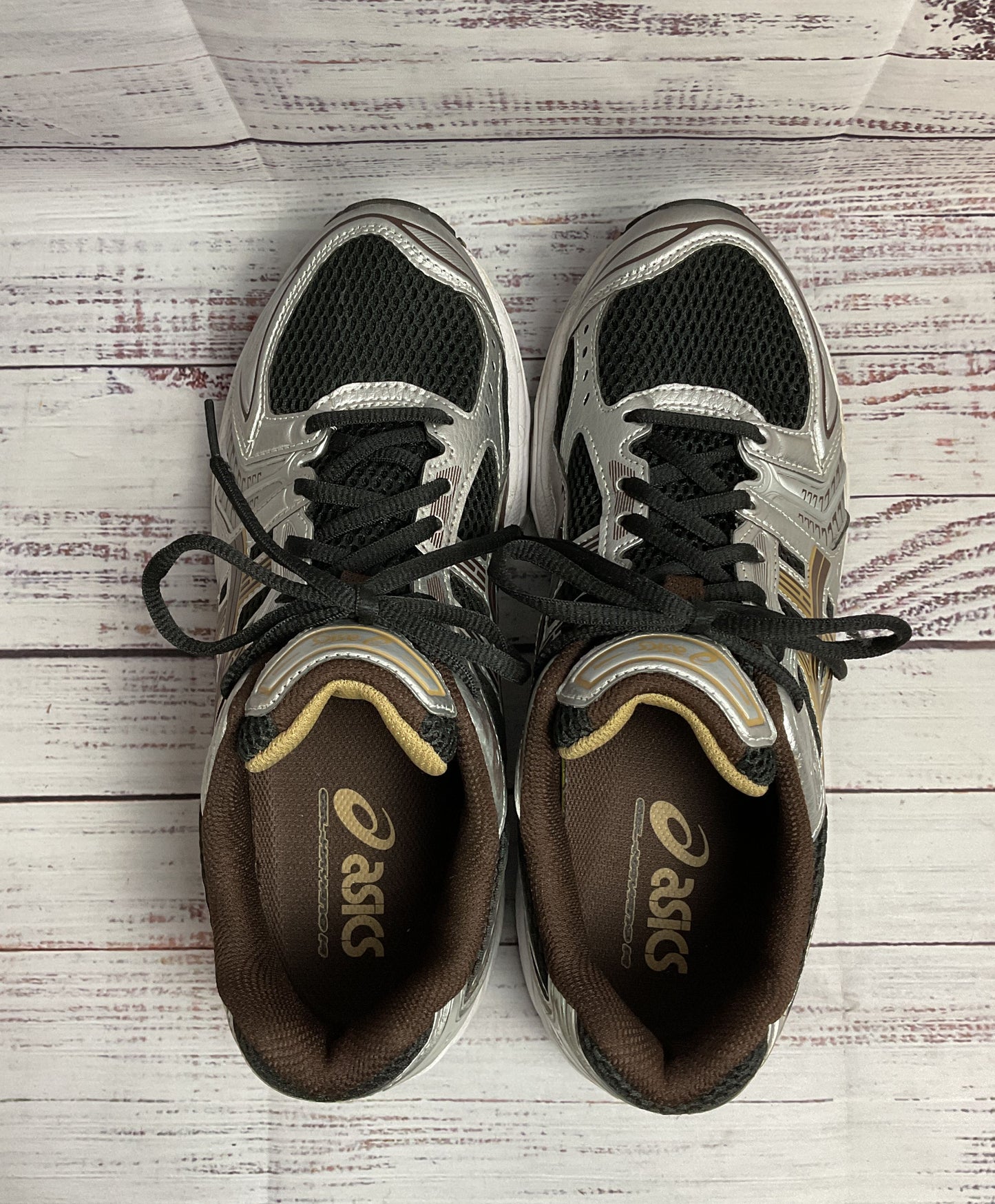 Asics Gel-Kayano 14 Silver and Brown Athletic Shoe Women Size 9