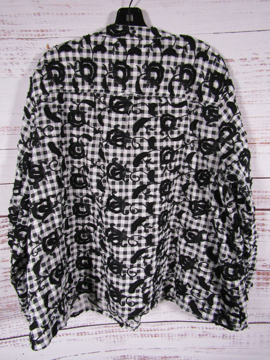 by Anthropologie Pilcro The Whitney Women's Black & White Trapeze Shirt Size XL