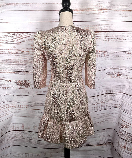 Dolce & Gabbana Jacquard Sheath Mini Dress Pink Metallic