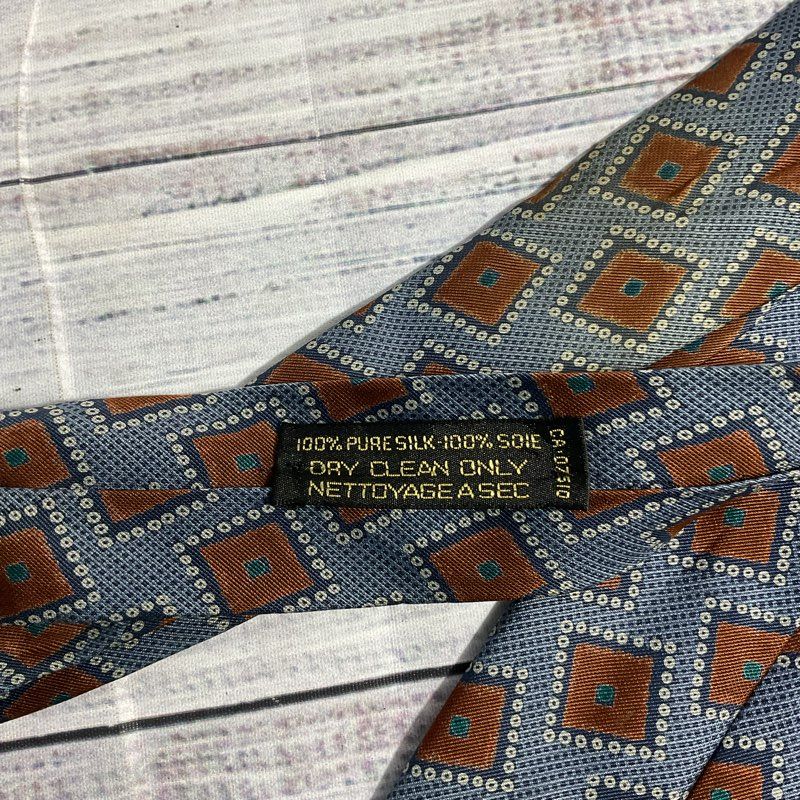 Lot of 3 VTG Giorgio Armani Blue and Bronze Geometric Patterned Silk Ties 58 in.