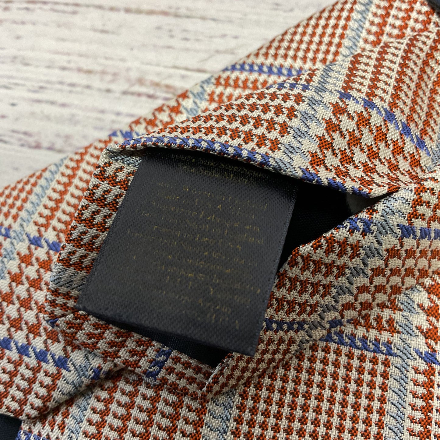 Brooks Brothers Red White Blue Hounds Tooth 100% Silk Neck Tie - 58"L 3.5"W
