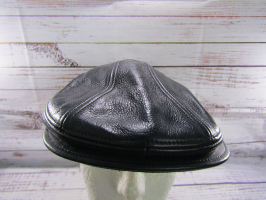 Goorin Bros Chandler Fields Men's Navy Blue Leather Newsboy Cabbie Flat Cap