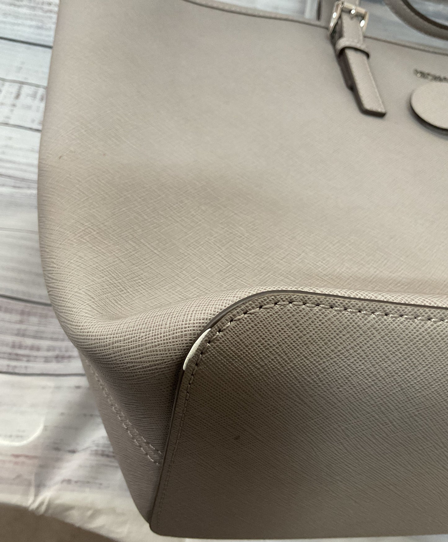 Michael Kors Saffiano Leather Jet Set Shoulder Tote Bag Gray