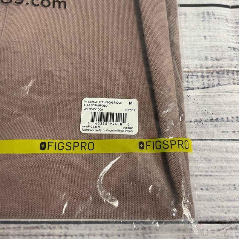 NWT Figs Pro Classic Technical Ella Pique Scrub Polo in Brown - Size M