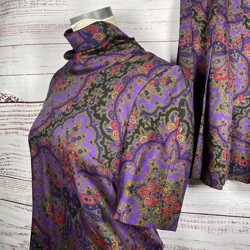 GLORIA SACHS Women's Purple Paisley Print Skirt Set- SZ 12