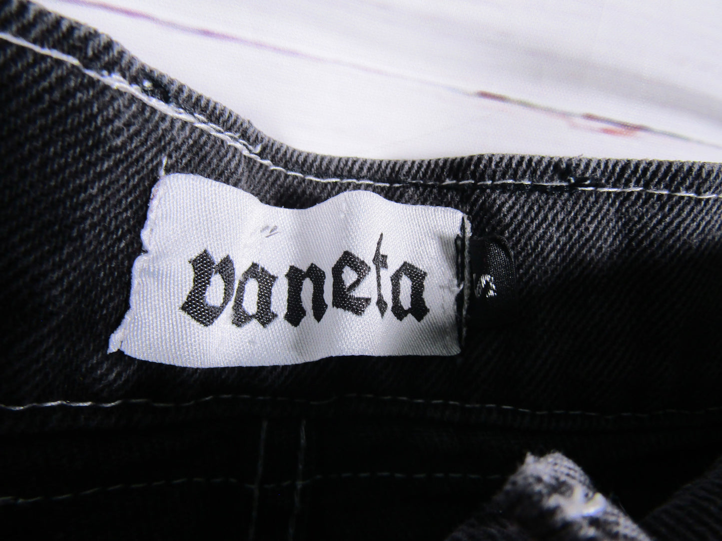 Vaneta Women's Embroidered Black Denim Wide Leg Jeans Size S
