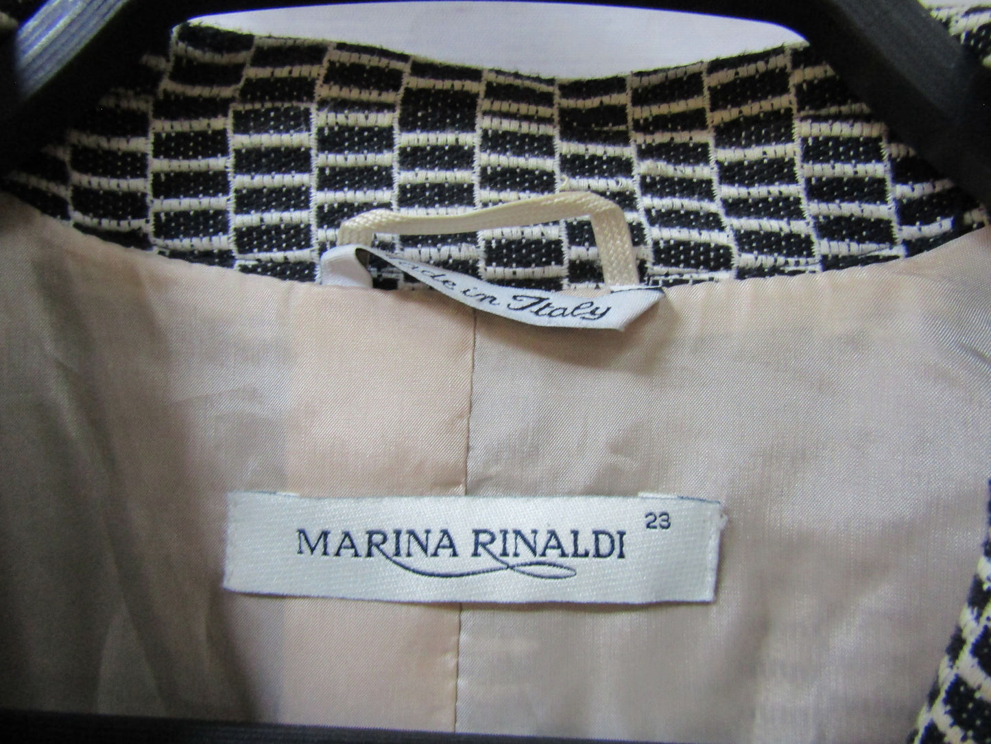 Marina Rinaldi Women's Black & White Cotton Blend Blazer Jacket Made in Italy