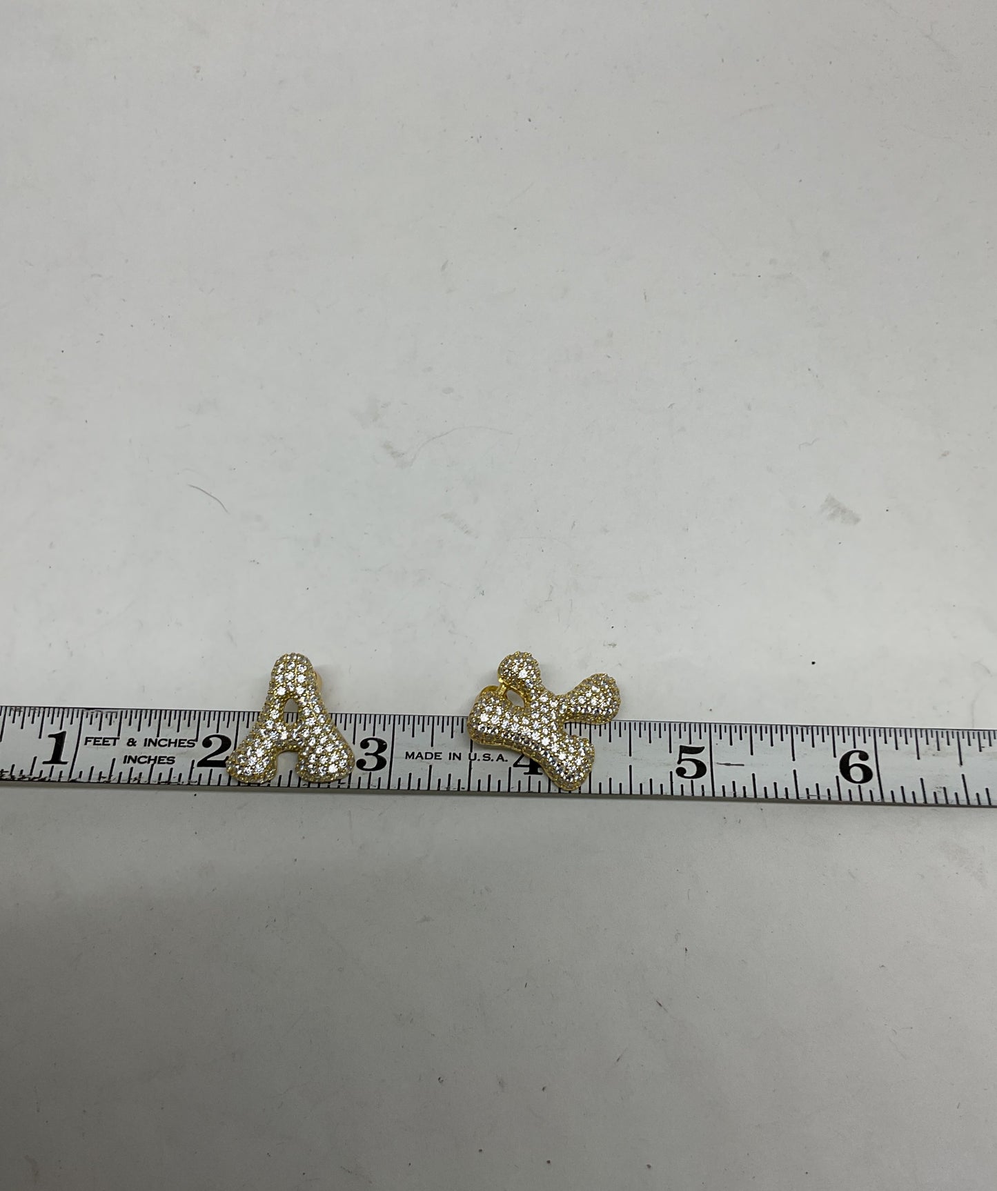 EP Gold Tone Sterling Silver Iced Jumbo Letter Earrings