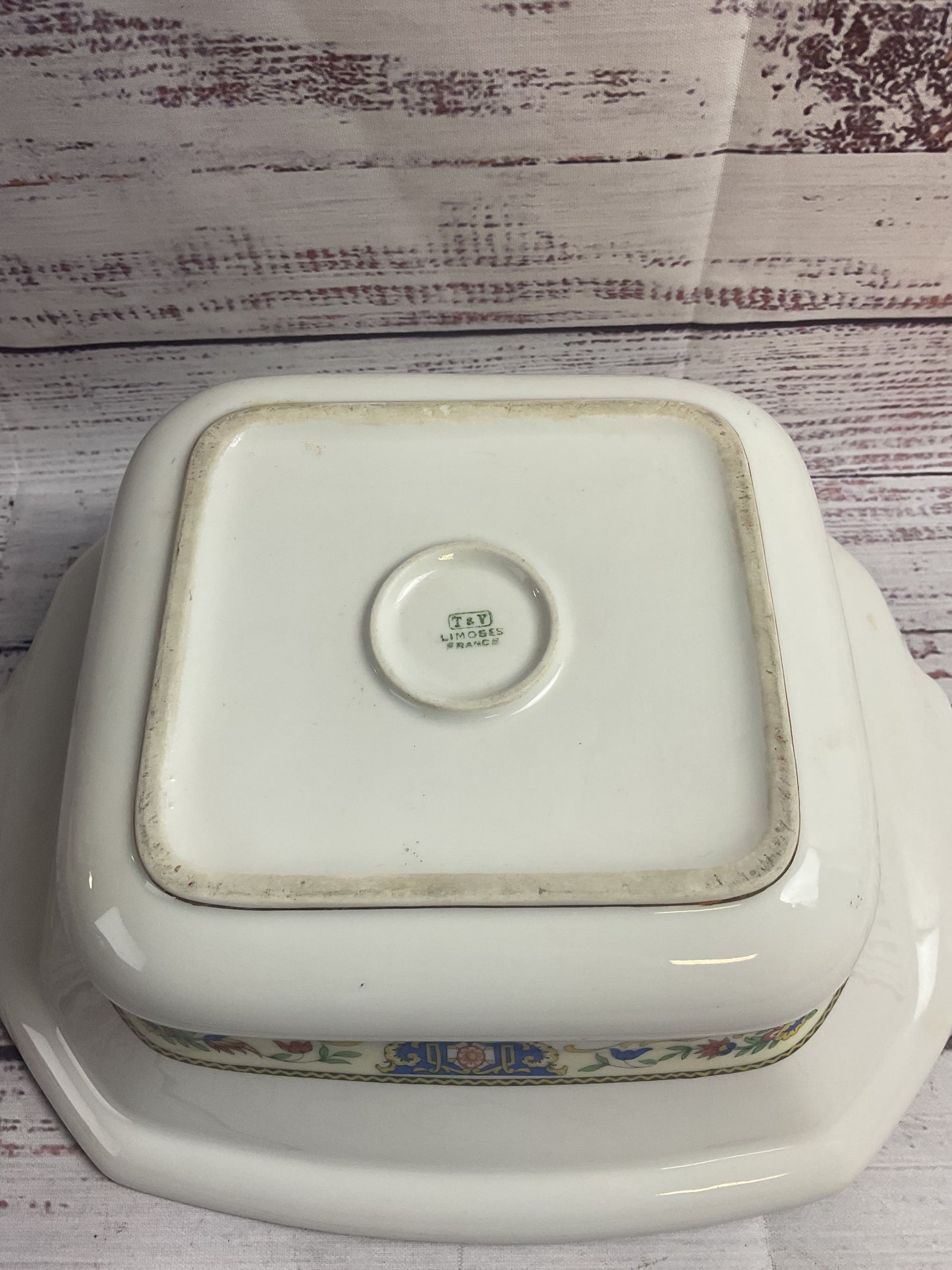 T & V Limoges Porcelain Rectangular Serving Bowl With Lid