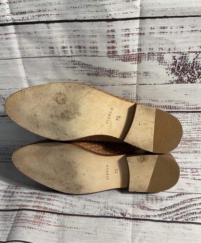 Nisolo Ama Basketweave Leather Mule Woven Almond Women's Size 7.5 Sandals