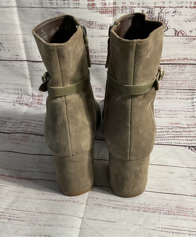 Cole Haan Grandseries Women's Gray Leather & Suede Side Zip Booties Size 10 B