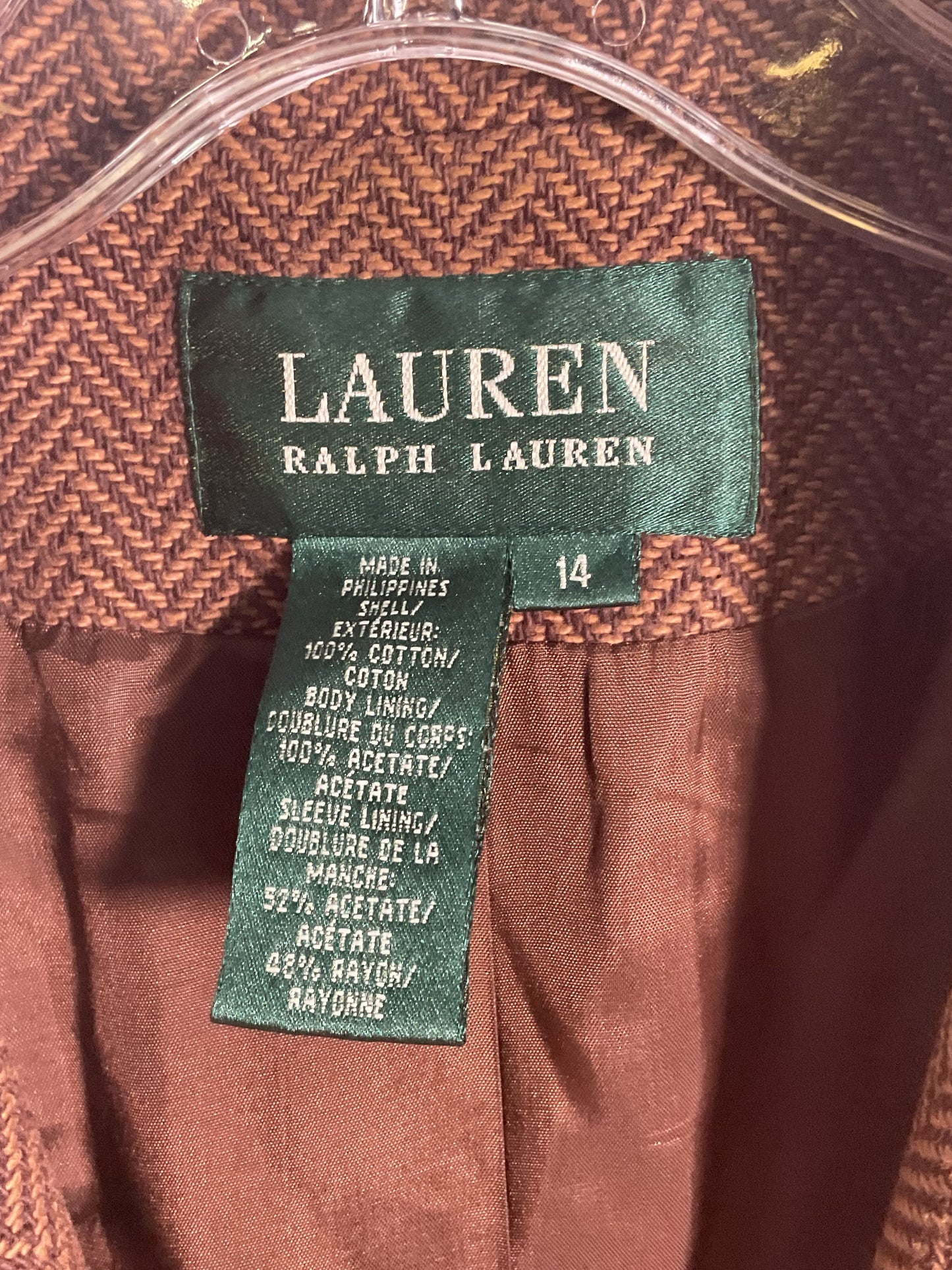 Ralph Lauren Brown Three Button Blazer - Size 14