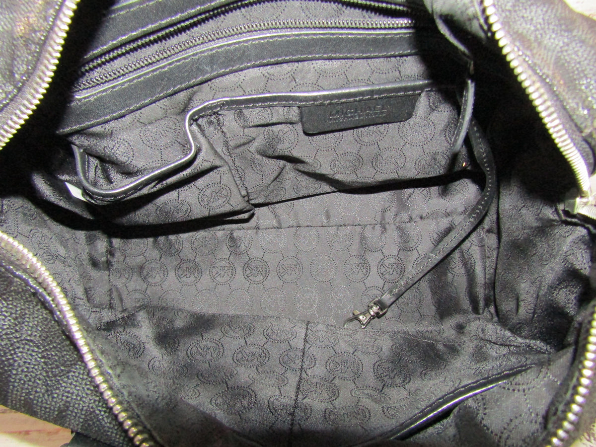 Michael Kors Grayson Women's Black PVC Signature Monogram Satchel Bag