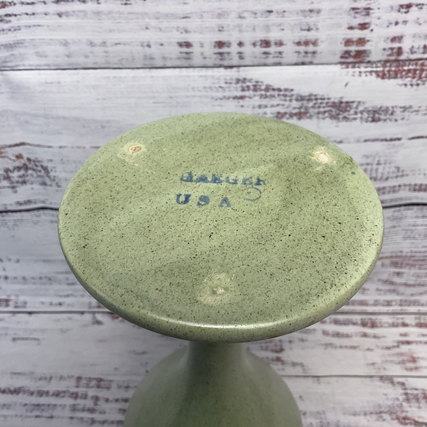 Haeger Green Speckled Ceramic Goblet Vase Chalice 9.5"