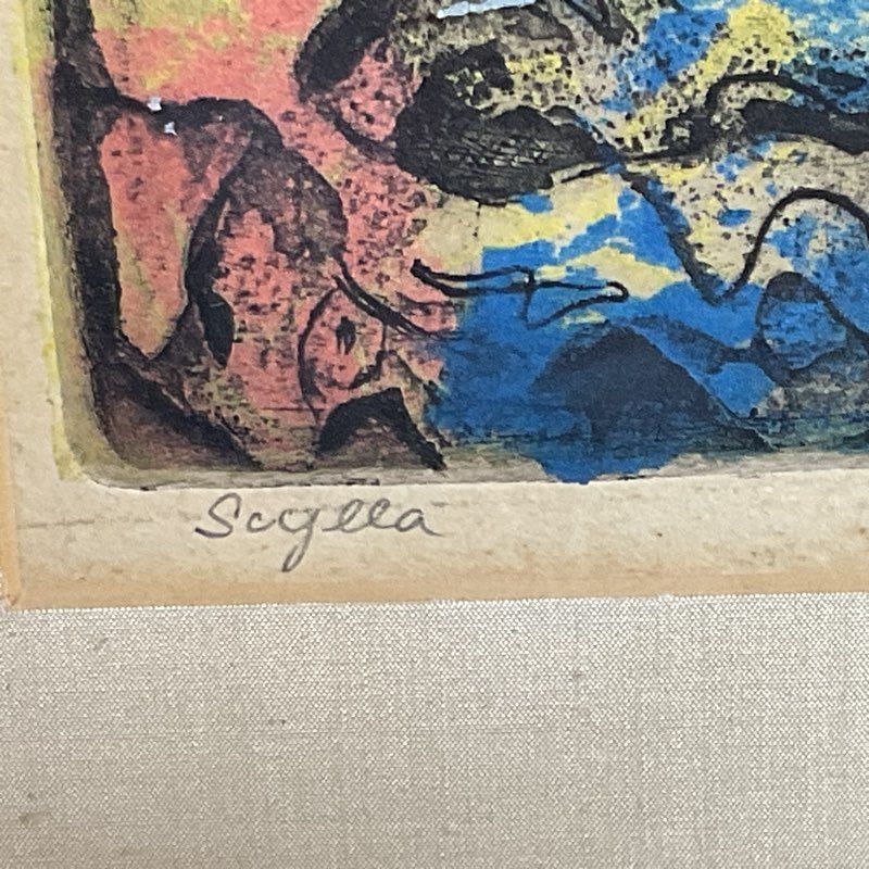 Pencil Signed Antique ERNEST BRADFIELD FREED "Scylla" Color Etching Print