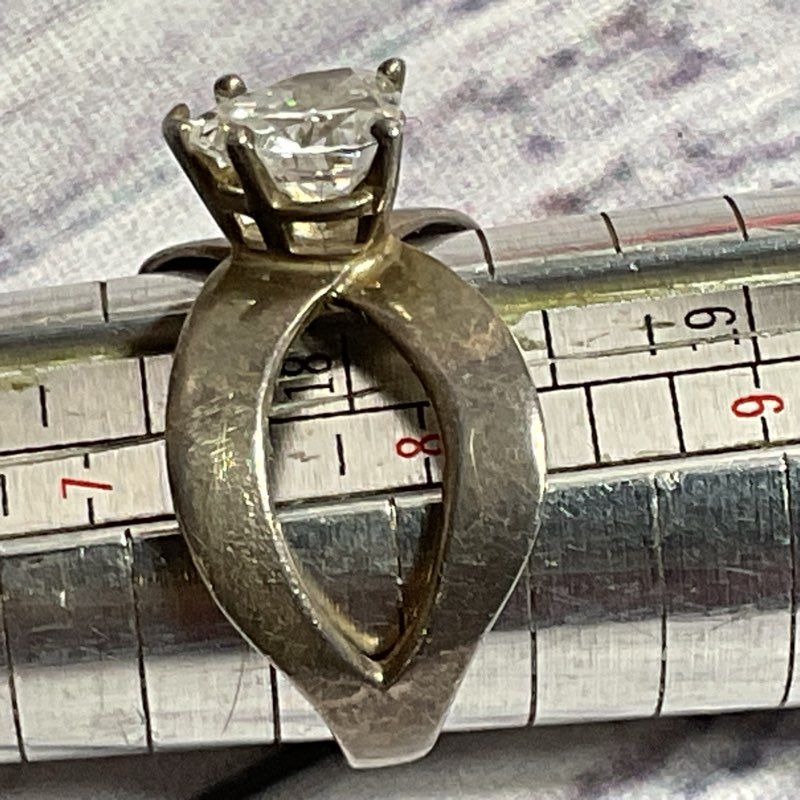 Set of 2 Sterling Silver & Rhinestone SZ 6.75 Rings- 7.97g