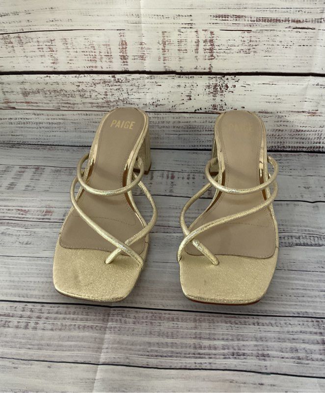 Women's Paige Gold Strappy Sandal Block Heel Size 9