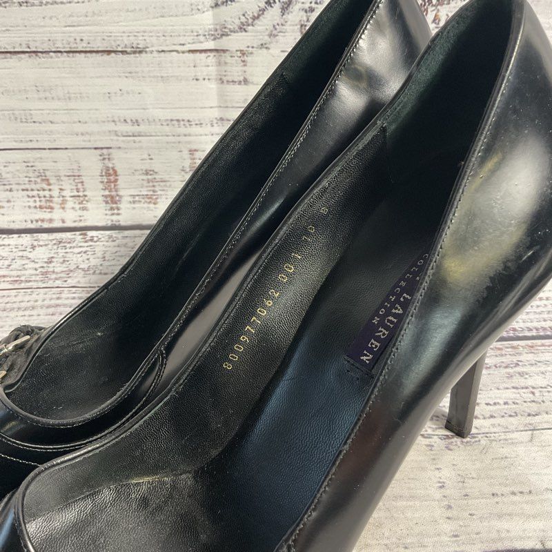 Ralph Lauren Purple Label Black Leather Buckle Toe Pump Heel Women's 10 US