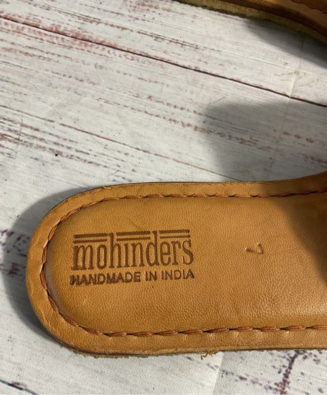 Mohinders Handmade Shoes Brown Leather Slip-On Sandals Unisex Size 7