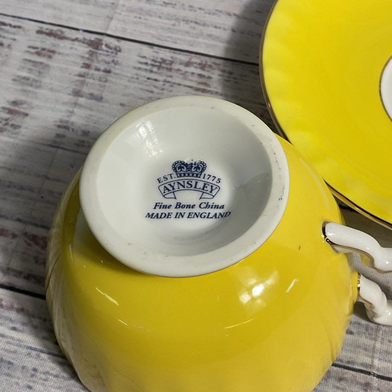 Aynsley Cottage Garden Yellow Bone China Tea Cup And Saucer Set