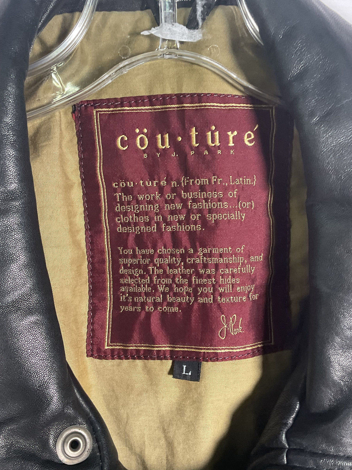 Couture by J Park Black Lamb Leather Jacket - Size L