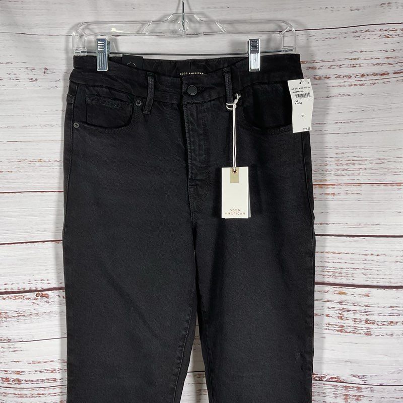 NWT Good American Good Legs Straight Black Denim Jeans - Size 10