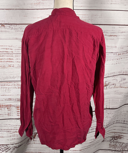 Von Dutch Vintage Silk Button Long Sleeve Shirt Burgundy S