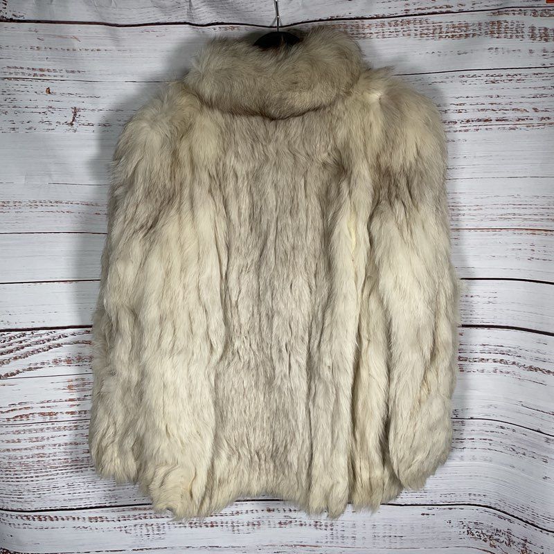 Vintage Saga Furs Genuine Gray Fox Fur High Collar Coat Jacket Size M